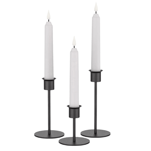 IRON BLACK TAPER CANDLE HOLDER SET OF 3